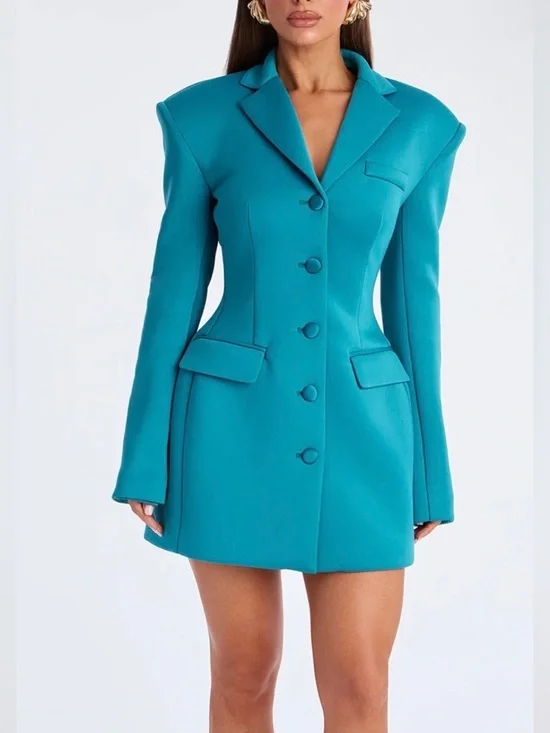 Arbitration Babe Blazer Mini Dress - Teal - Picture 2 of 4
